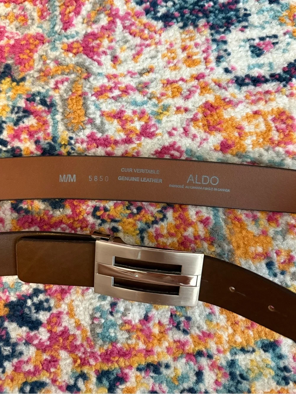 ALDO Brown Leather Belt with Sleek Silver Buckle